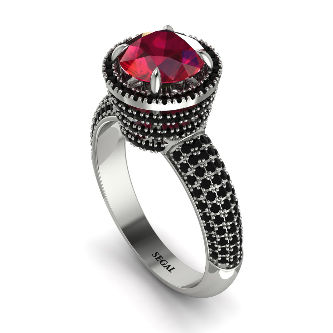 Ruby Cluster Halo Engagement Ring - Katie No. 42