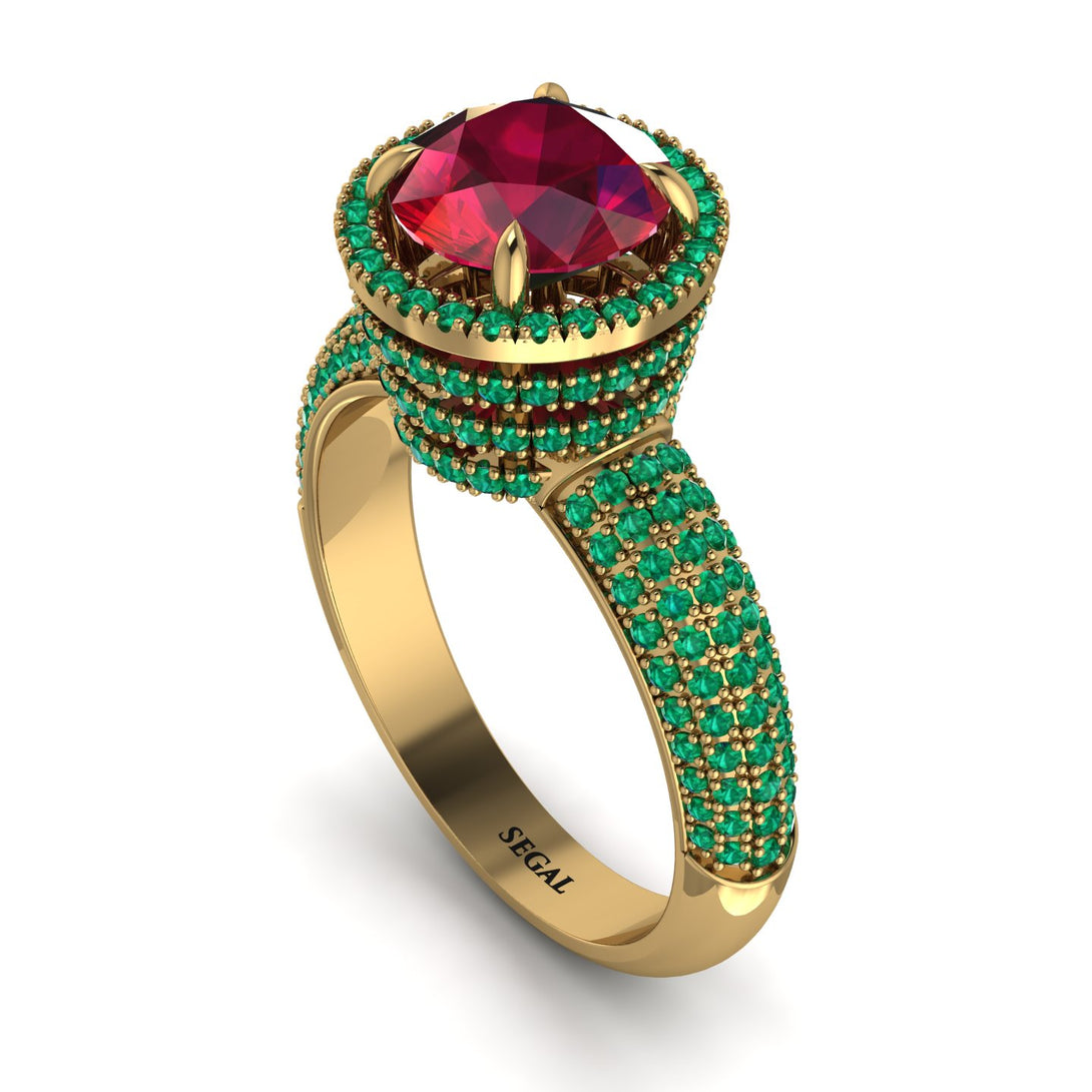 Ruby Cluster Halo Engagement Ring - Katie No. 25