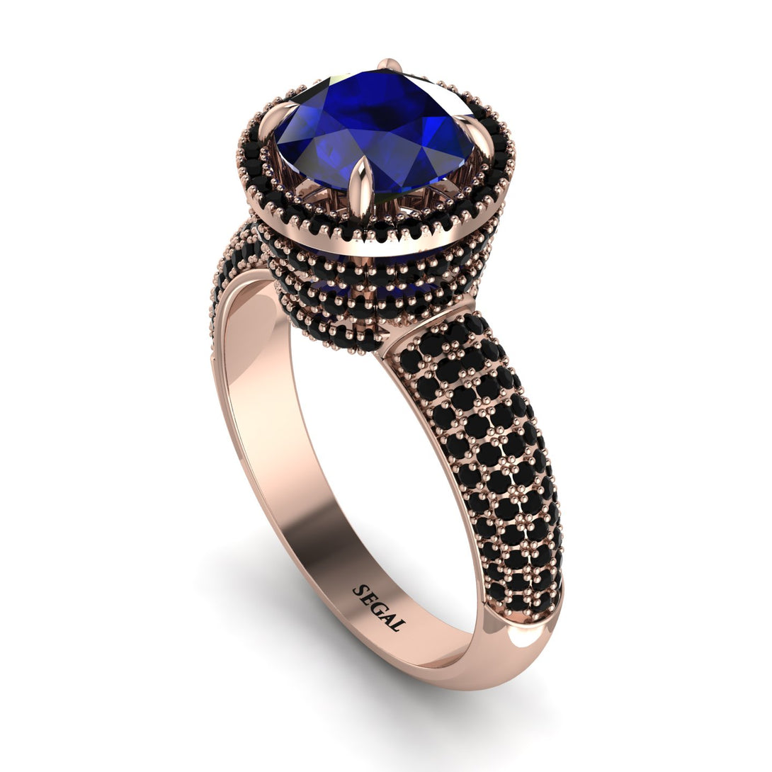 Sapphire Cluster Halo Engagement Ring - Katie No. 44