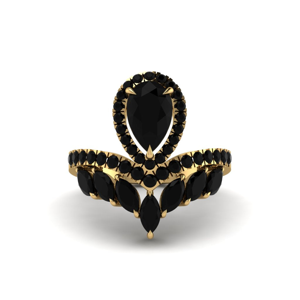 Black Diamond Crown Radiance Engagement Ring - Aviana No. 37
