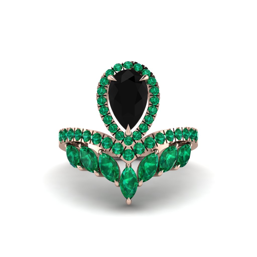 Black Diamond Crown Radiance Engagement Ring - Aviana No. 23
