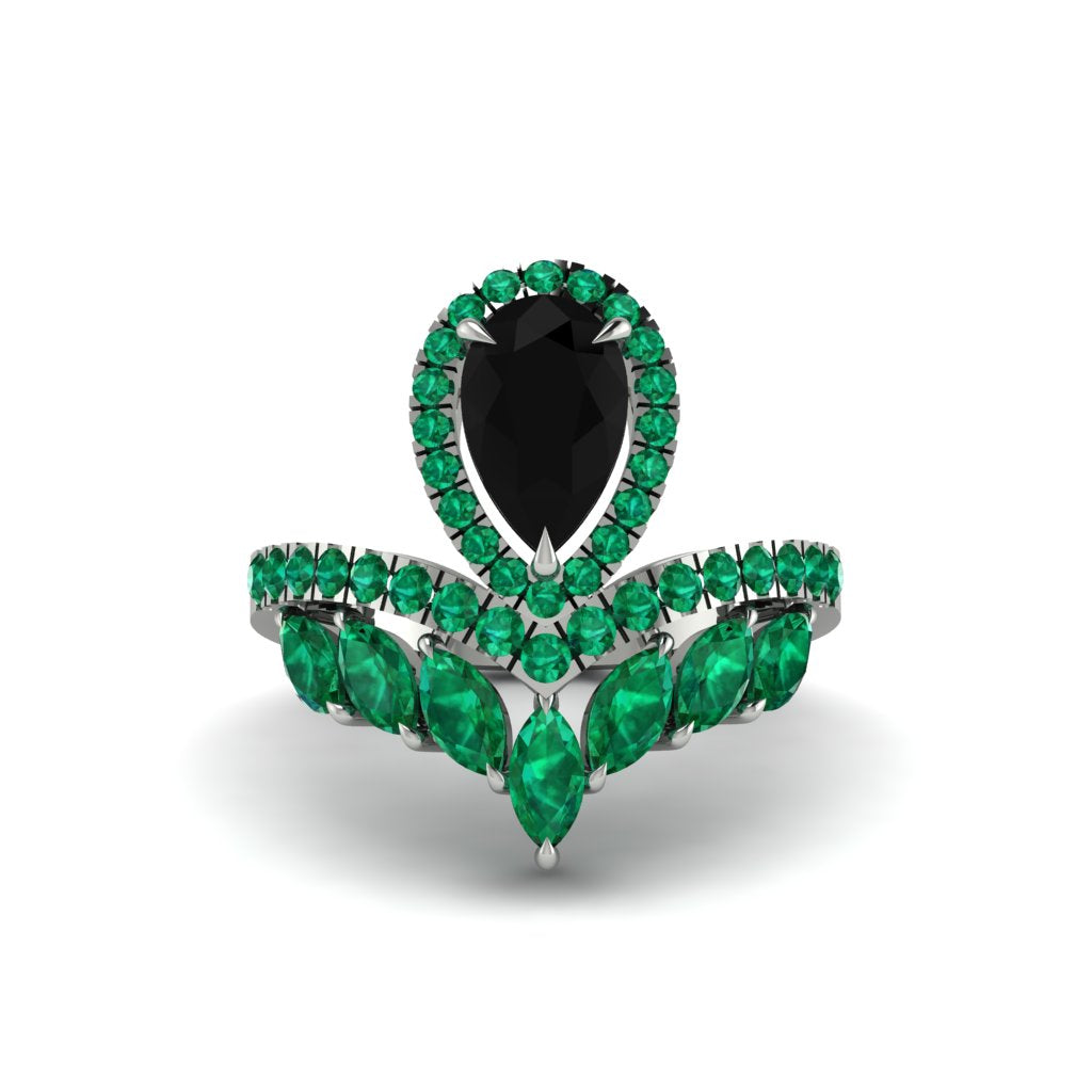 Black Diamond Crown Radiance Engagement Ring - Aviana No. 24