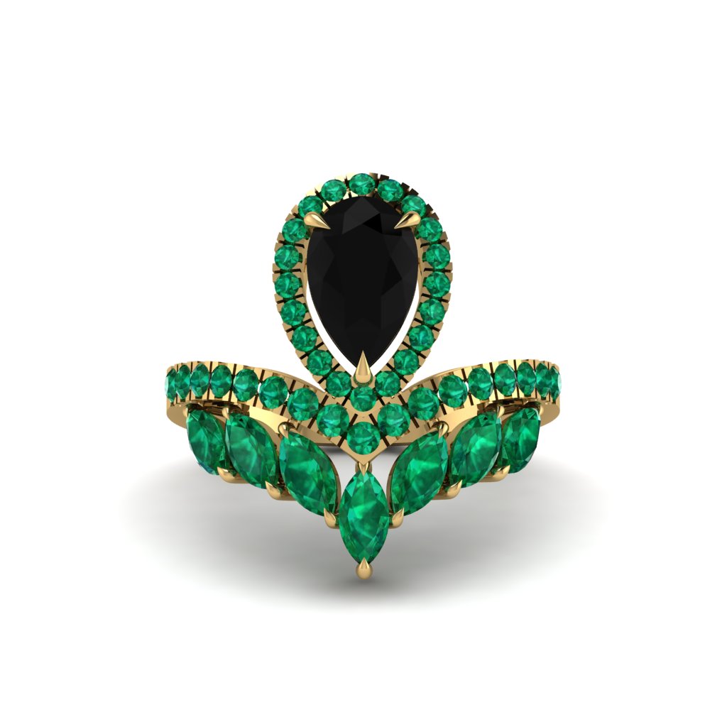 Black Diamond Crown Radiance Engagement Ring - Aviana No. 22