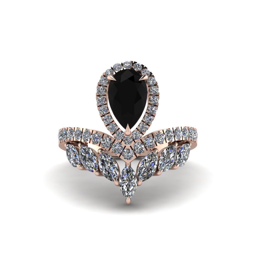 Black Diamond Crown Radiance Engagement Ring - Aviana No. 8
