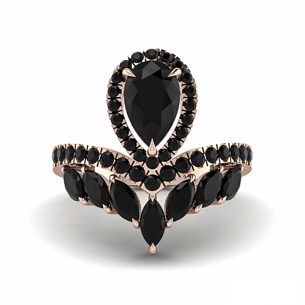 Black Diamond Crown Radiance Engagement Ring - Aviana No. 38
