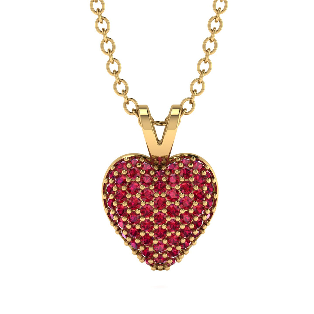 Dazzling Ruby Heart Gold Pendant - Kiara No. 10
