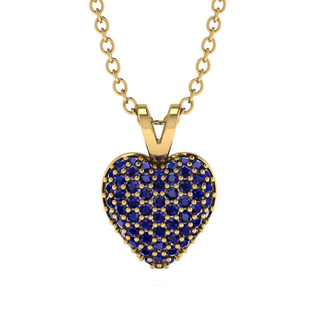 Dazzling Sapphire Heart Gold Pendant - Kiara No. 13
