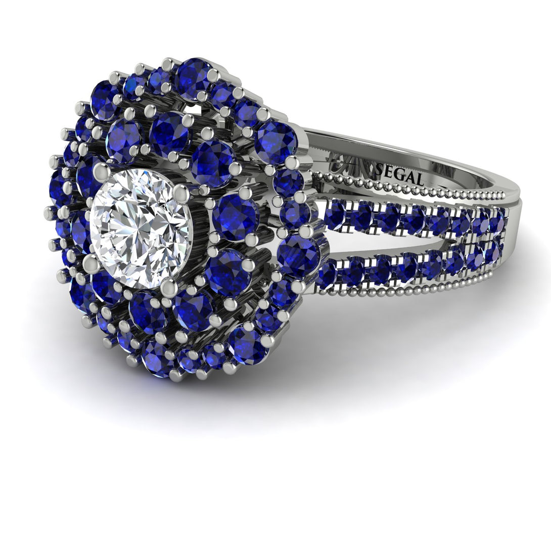 Diamond Double Halo Gold Engagement Ring - Danielle No. 63
