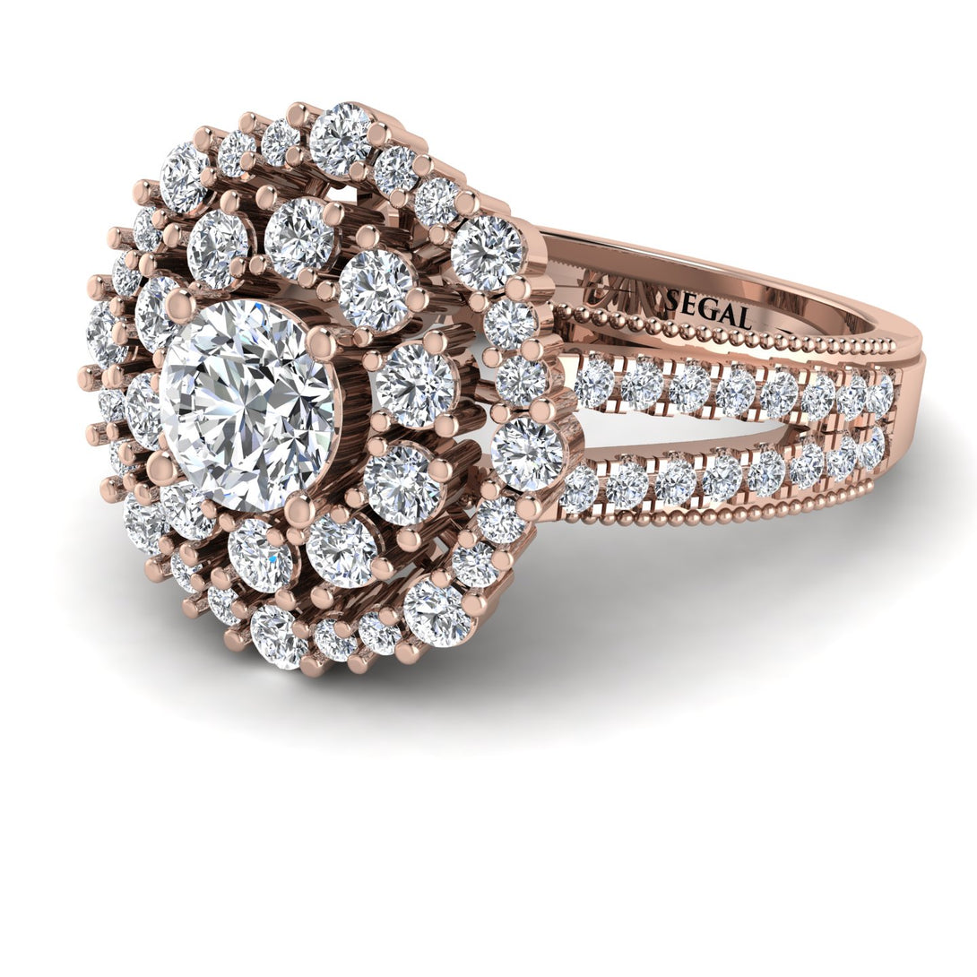Diamond Double Halo Gold Engagement Ring - Danielle No. 2