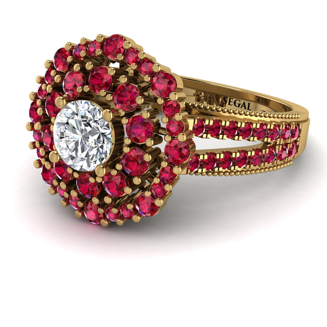 Diamond Double Halo Gold Engagement Ring - Danielle No. 46