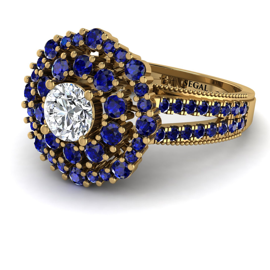 Diamond Double Halo Gold Engagement Ring - Danielle No. 61