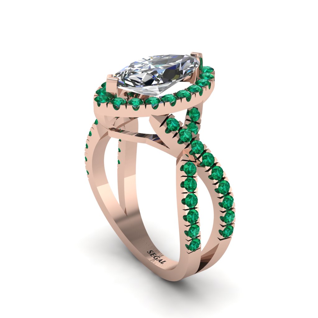 Diamond Marquise Split Shank Engagement Ring - Carly No. 17