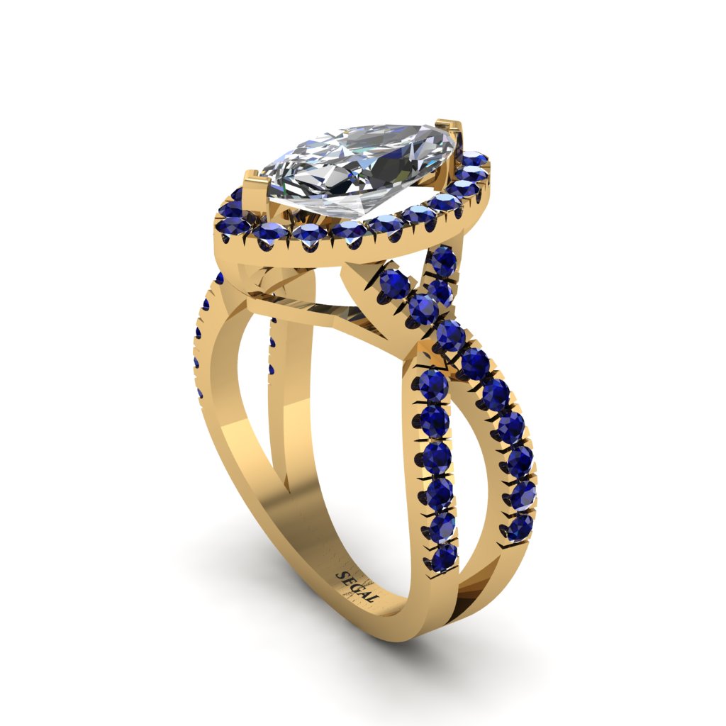 Diamond Marquise Split Shank Engagement Ring - Carly No. 61