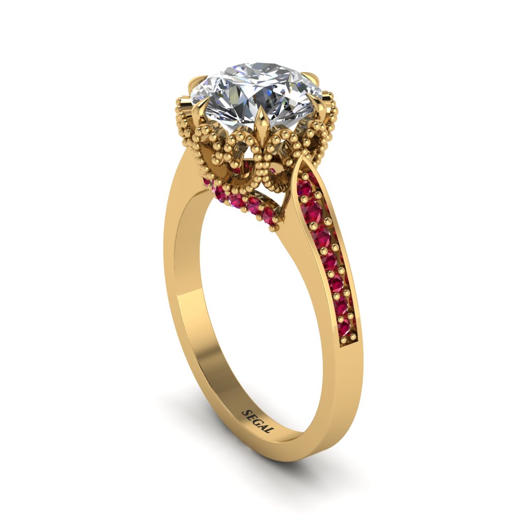 Diamond Milgrain Engagement Ring - Yara No. 46
