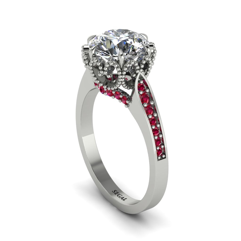 Diamond Milgrain Engagement Ring - Yara No. 48