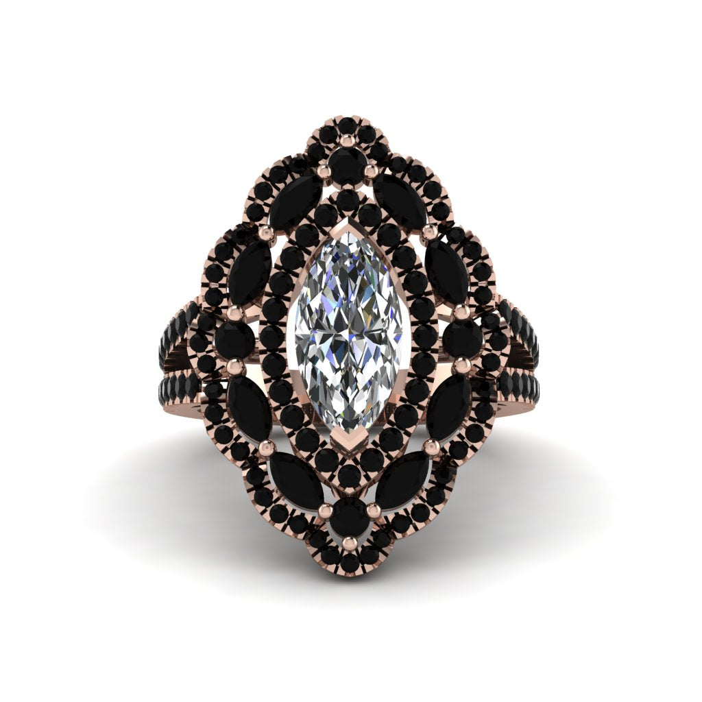 Diamond Three Layer Halo Marquise Ring - Destiny No. 32