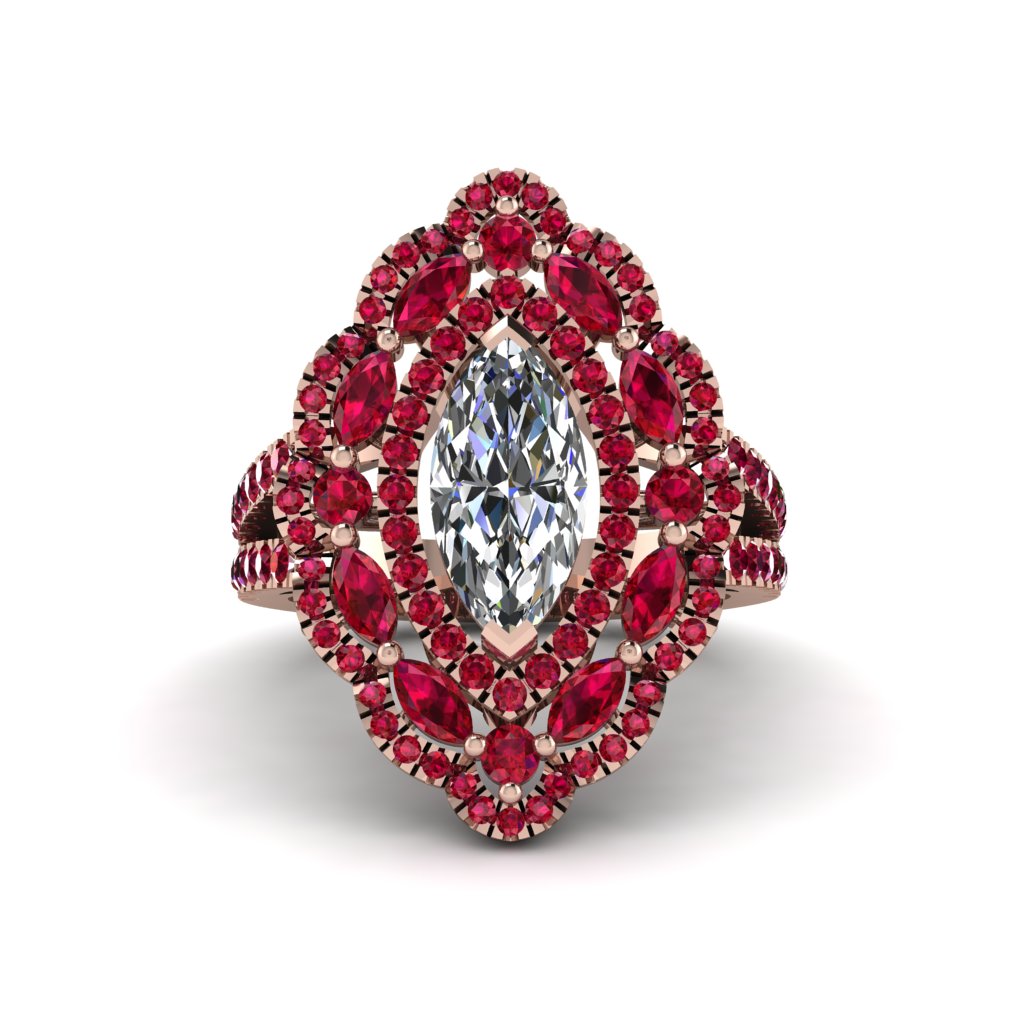 Diamond Three Layer Halo Marquise Ring - Destiny No. 47