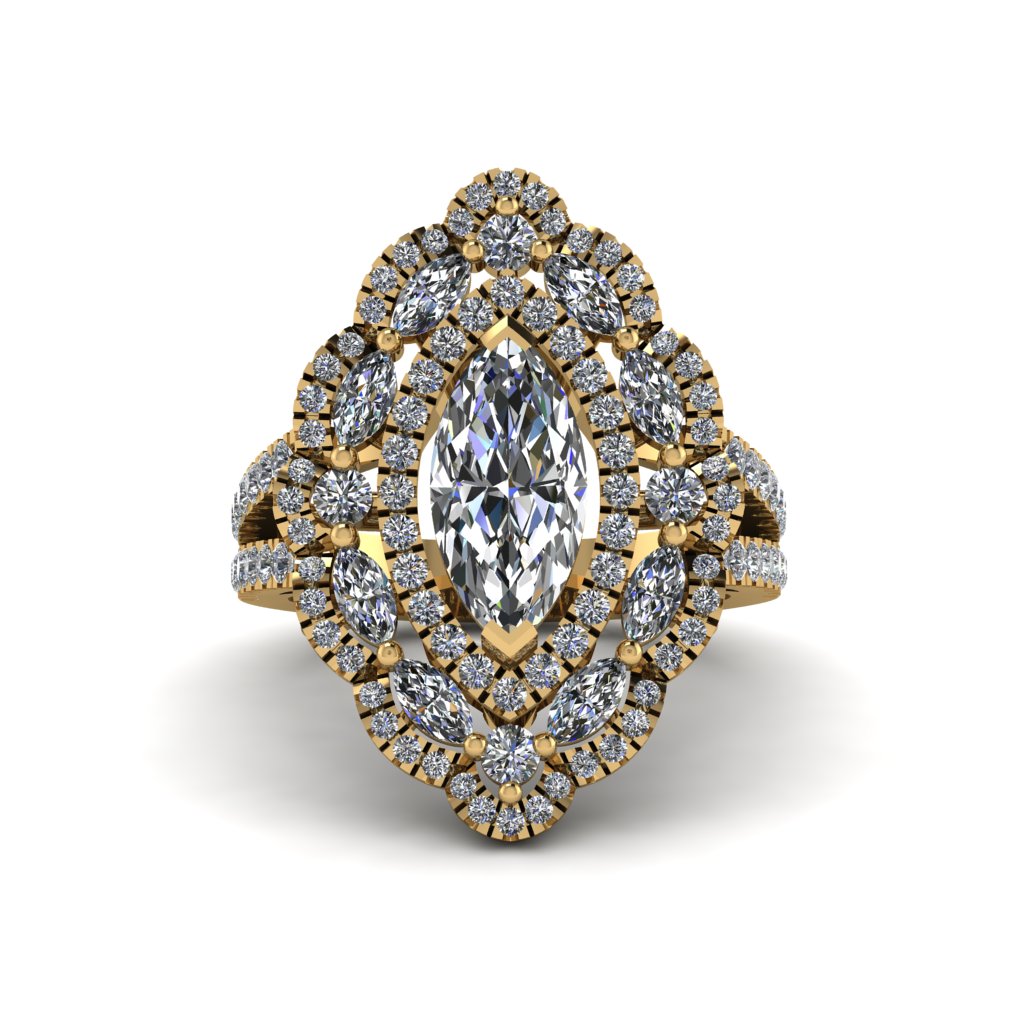 Diamond Three Layer Halo Marquise Ring - Destiny No. 1