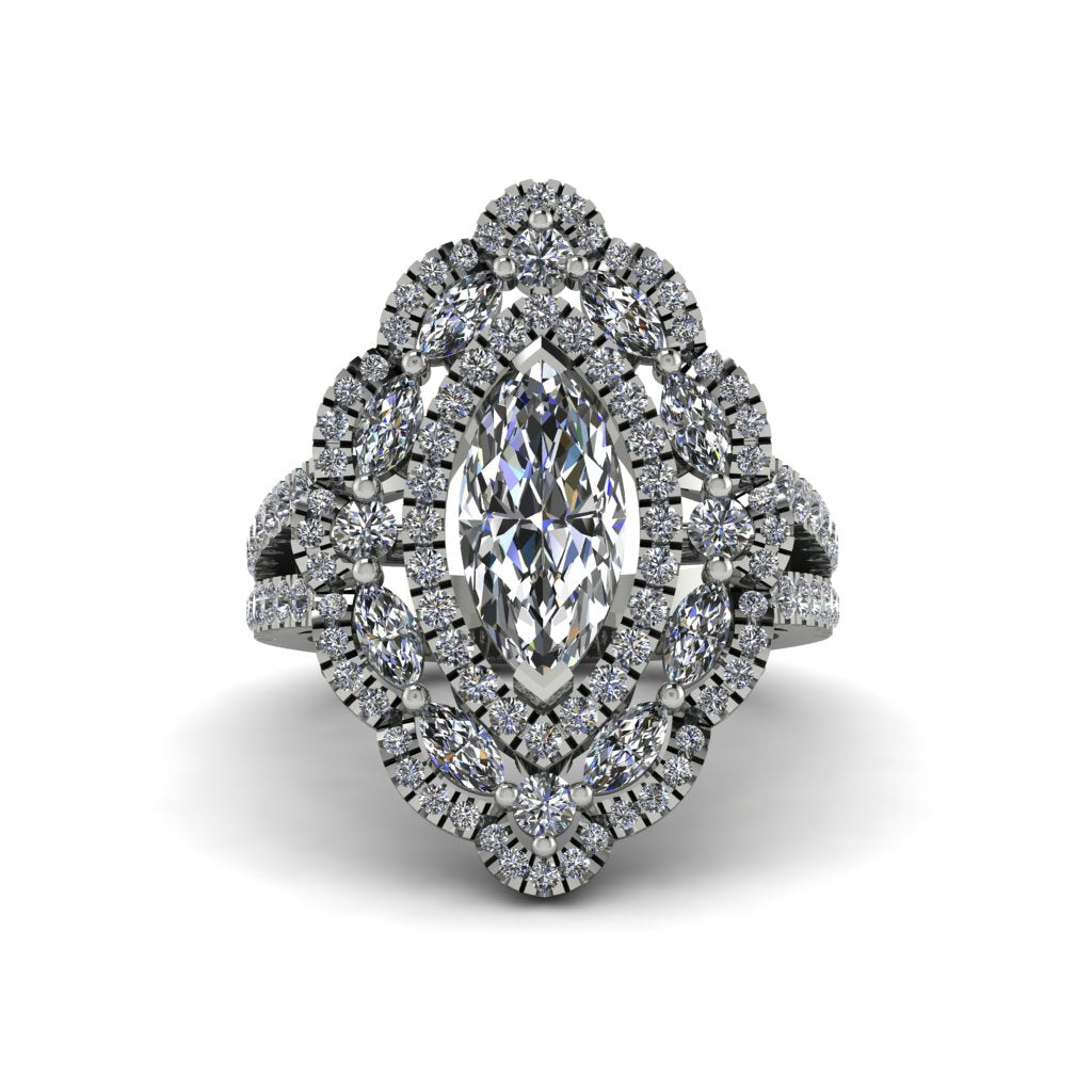Diamond Three Layer Halo Marquise Ring - Destiny No. 3