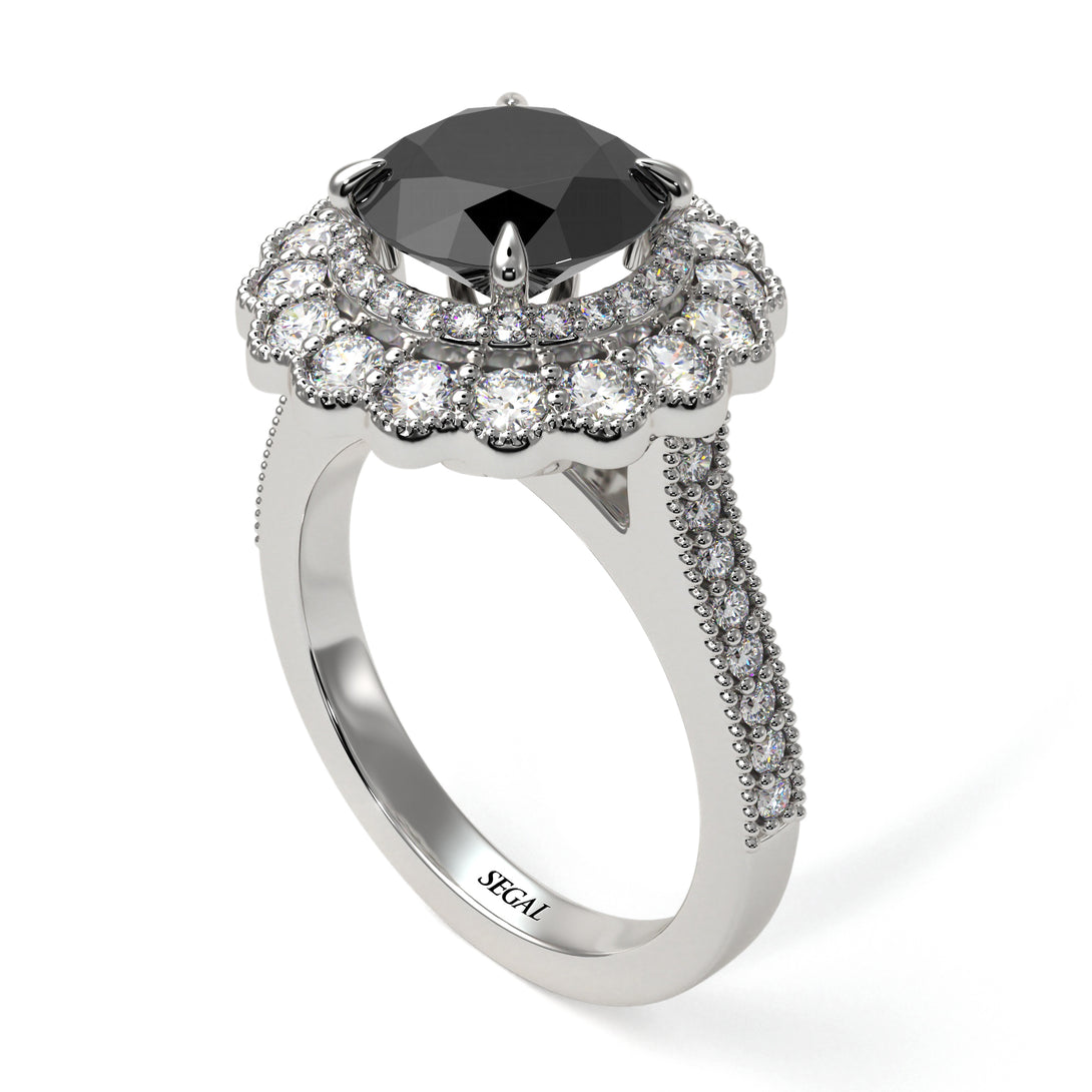 Diamond Double Halo Cathedral Engagement Ring - Deirdre No. 9