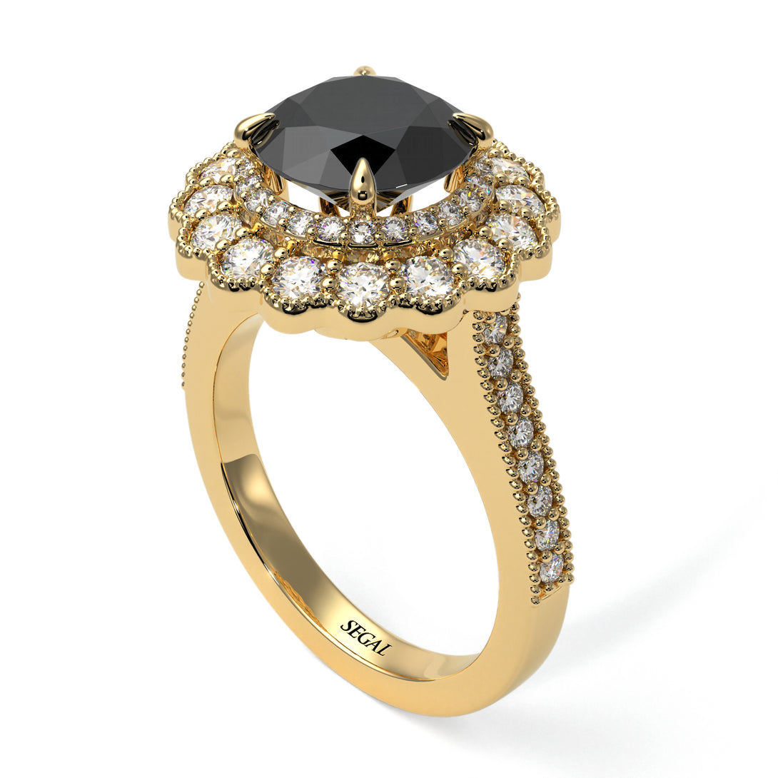 Diamond Double Halo Cathedral Engagement Ring - Deirdre No. 7