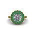 Emerald Double Halo Cathedral Engagement Ring - Deirdre No. 16 image 3