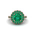 Emerald Double Halo Cathedral Engagement Ring - Deirdre No. 20 image 2