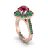 Emerald Double Halo Cathedral Engagement Ring - Deirdre No. 26 image 1