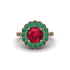 Emerald Double Halo Cathedral Engagement Ring - Deirdre No. 26 image 2