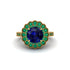 Emerald Double Halo Cathedral Engagement Ring - Deirdre No. 28 image 2
