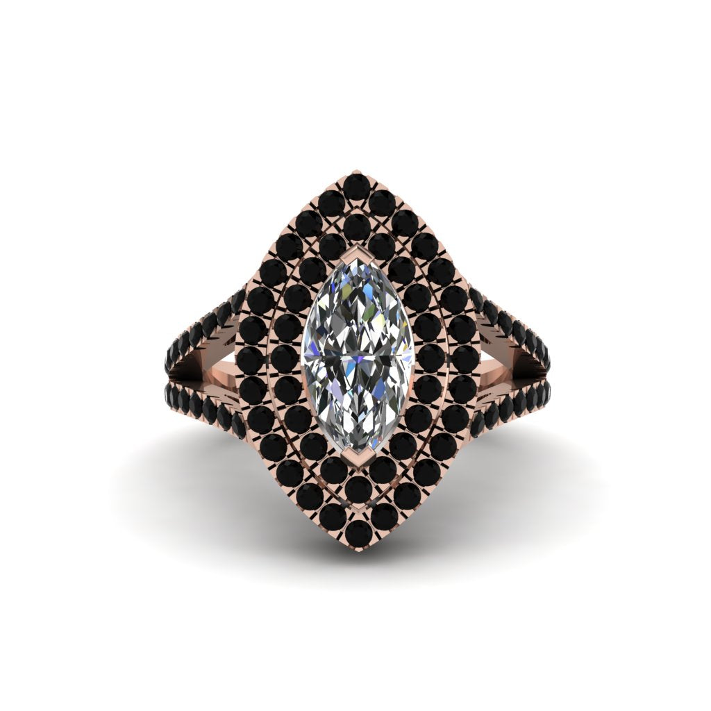 Marquise Diamond Double Halo Engagement Ring - Avah No. 32
