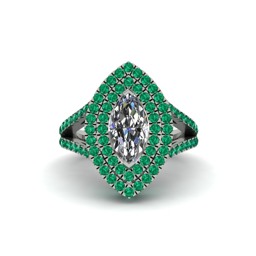 Marquise Diamond Double Halo Engagement Ring - Avah No. 18