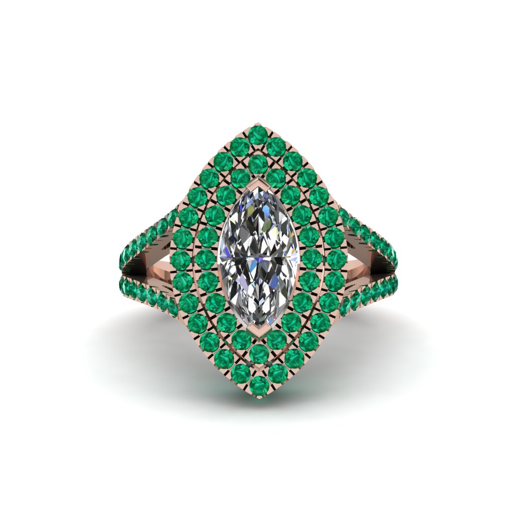 Marquise Diamond Double Halo Engagement Ring - Avah No. 17