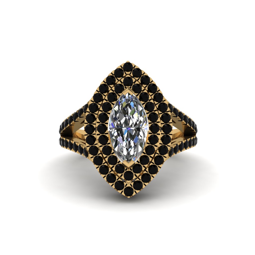 Marquise Diamond Double Halo Engagement Ring - Avah No. 31