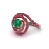 Emerald Double Halo Swirling Engagement Ring - Serena No. 50 image 1
