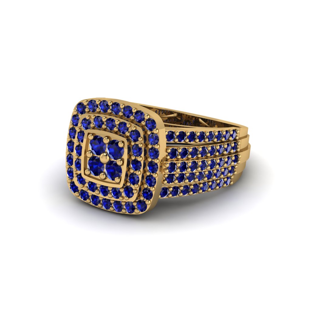 Sapphire Double Halo Engagement Ring - Millie No. 13