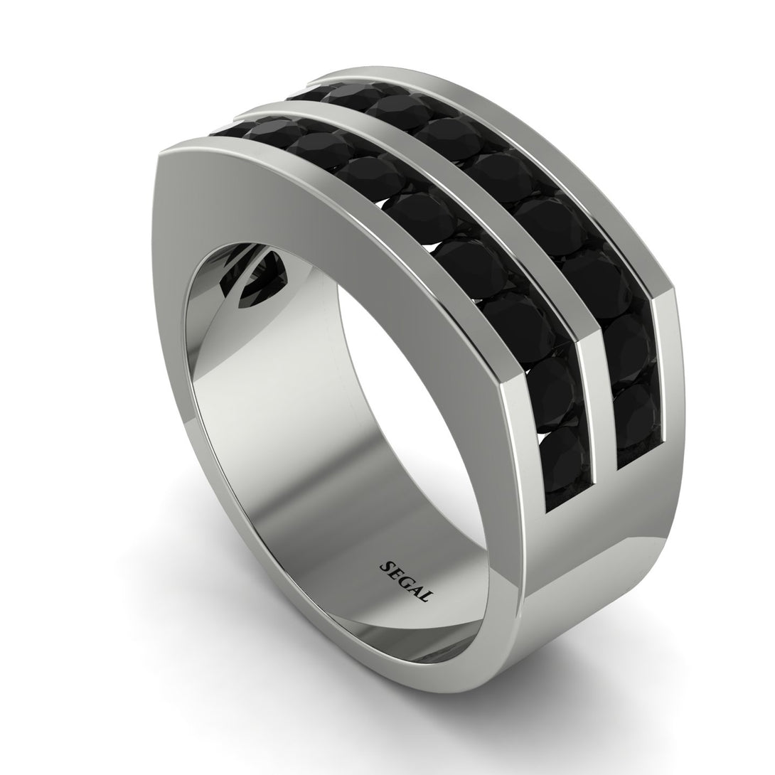 Black Diamond Double Row Wedding Band - Kai No. 9