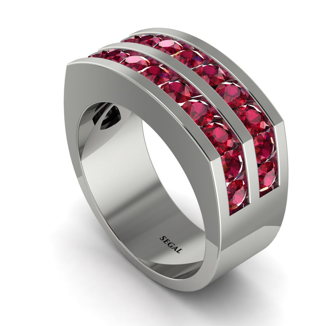 Ruby Double Row Wedding Band - Kai No. 12