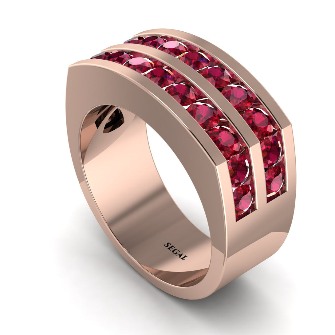 Ruby Double Row Wedding Band - Kai No. 11