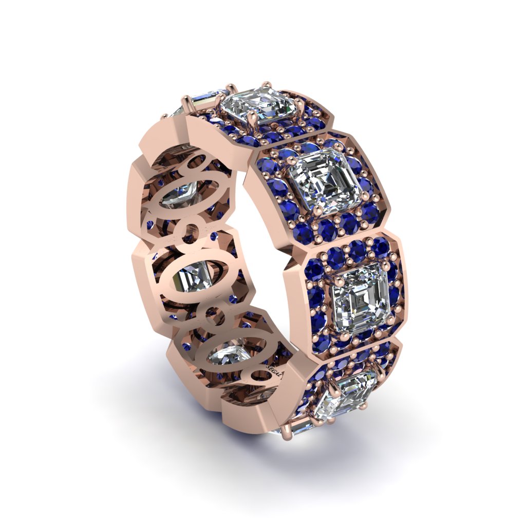 Emerald-Cut Diamond Eternity Wedding Ring - Fatima No. 62