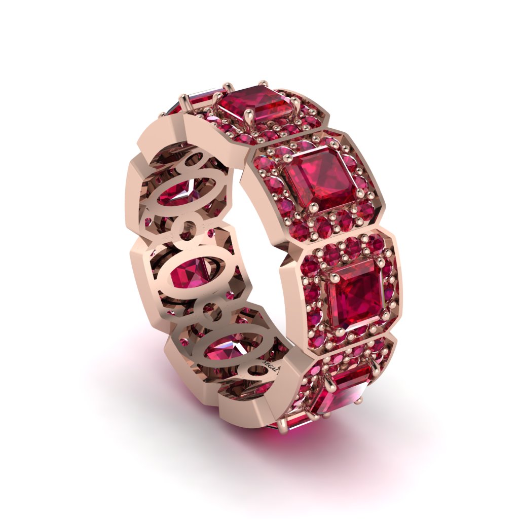 Emerald-Cut Ruby Eternity Wedding Ring - Fatima No. 56