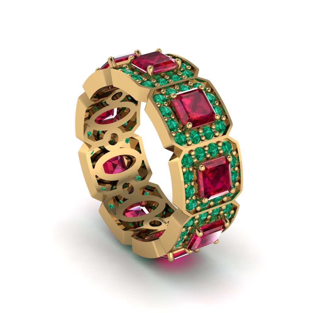 Emerald-Cut Ruby Eternity Wedding Ring - Fatima No. 25