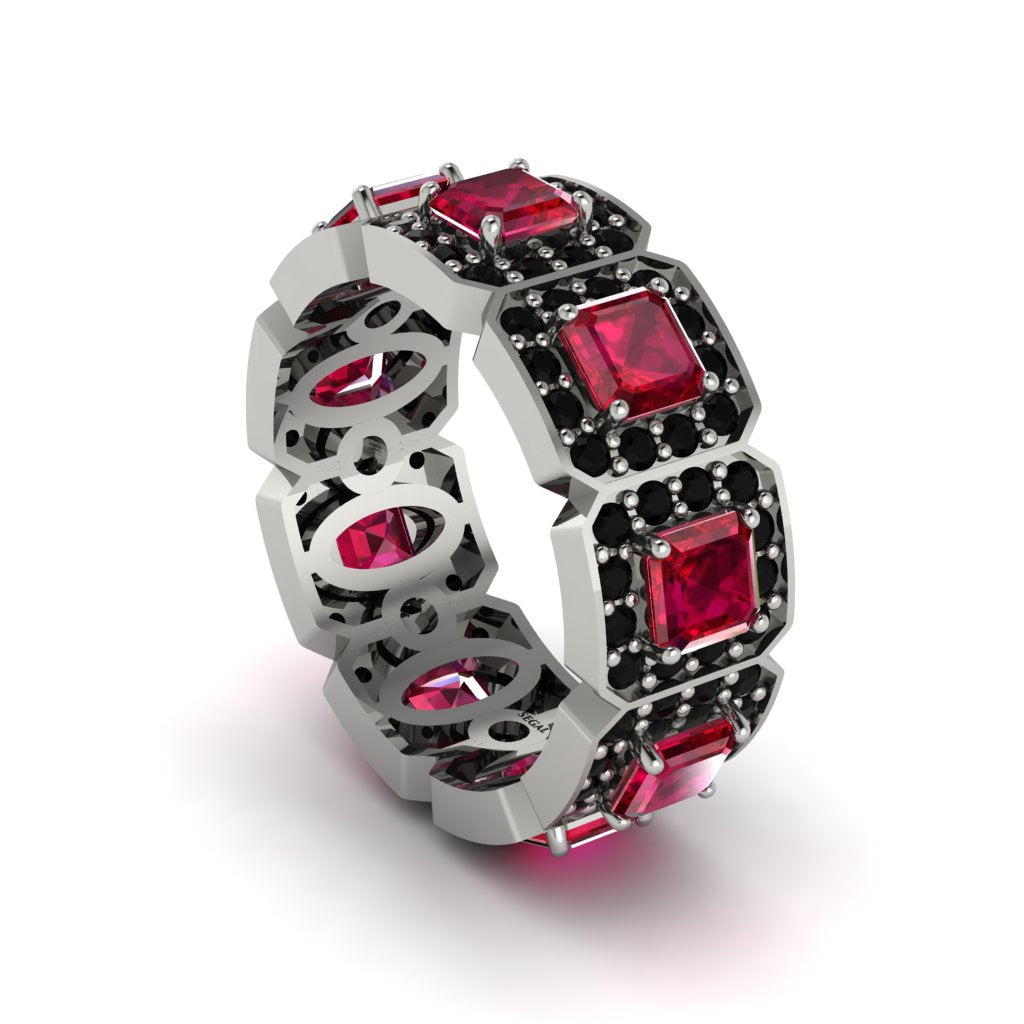Emerald-Cut Ruby Eternity Wedding Ring - Fatima No. 42