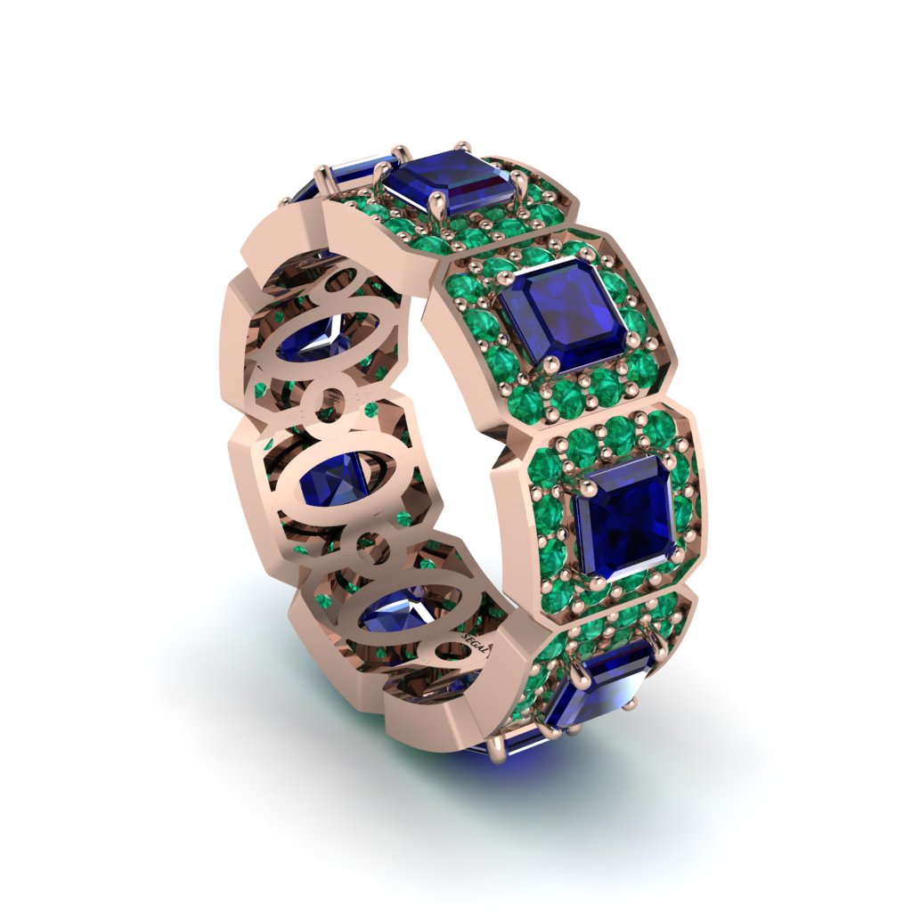 Emerald-Cut Sapphire Eternity Wedding Ring - Fatima No. 29