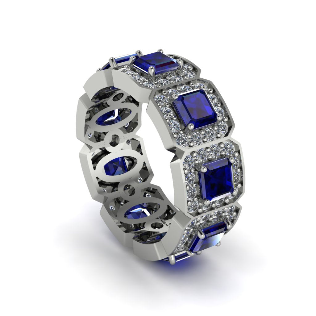 Emerald-Cut Sapphire Eternity Wedding Ring - Fatima No. 15