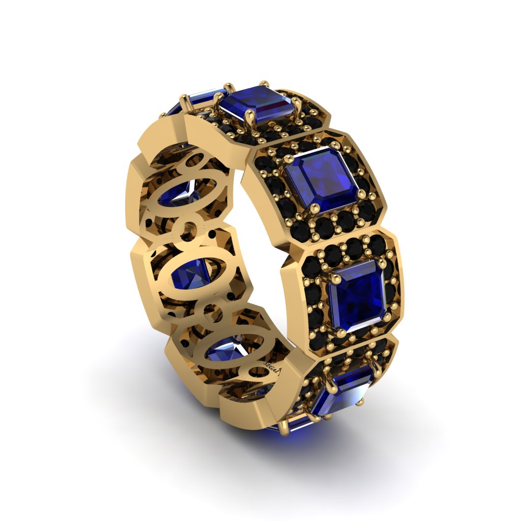 Emerald-Cut Sapphire Eternity Wedding Ring - Fatima No. 43