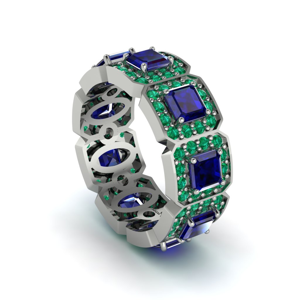 Emerald-Cut Sapphire Eternity Wedding Ring - Fatima No. 30