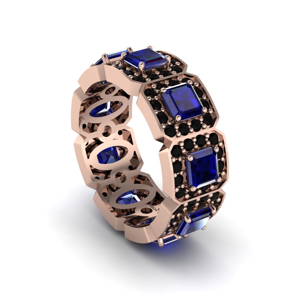 Emerald-Cut Sapphire Eternity Wedding Ring - Fatima No. 44