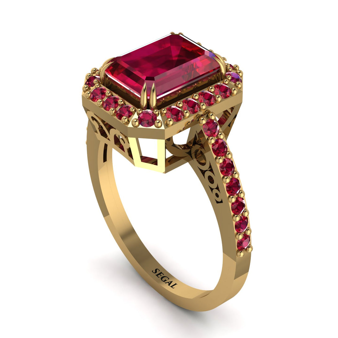 Emerald Cut Ruby Vintage-Inspired Engagement Ring - Addilyn No. 55