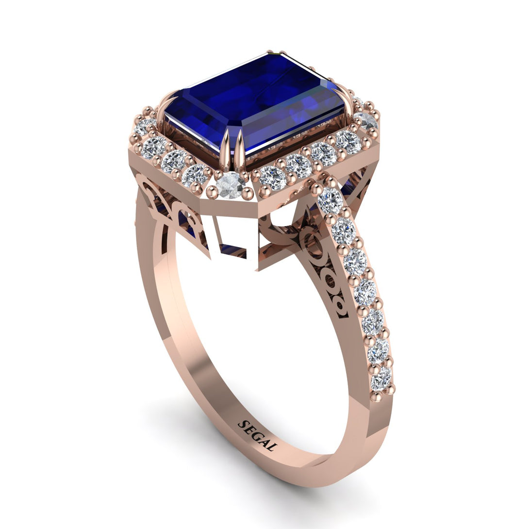 Emerald Cut Sapphire Vintage-Inspired Engagement Ring - Addilyn No. 14